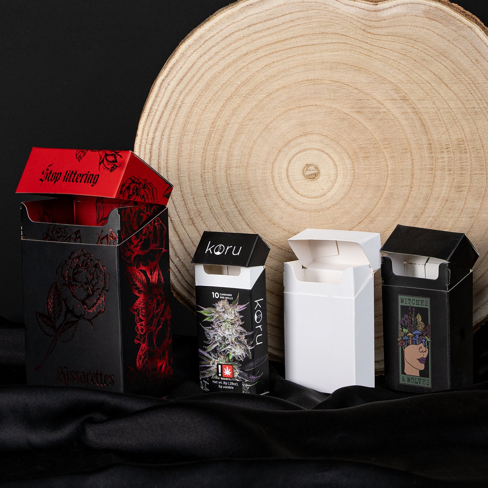 Custom cigarette packaging boxes in different colors and sizes